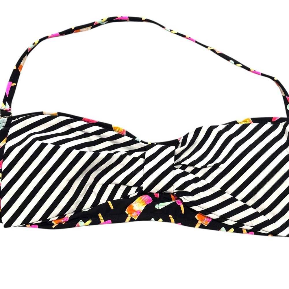 Juicy Couture Pops and Stripes Bow Bandeau Bikini Top XL